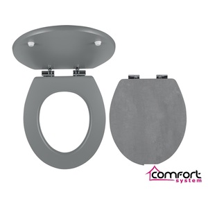 Szürke, beton hatású MDF Soft Close WC ülőke